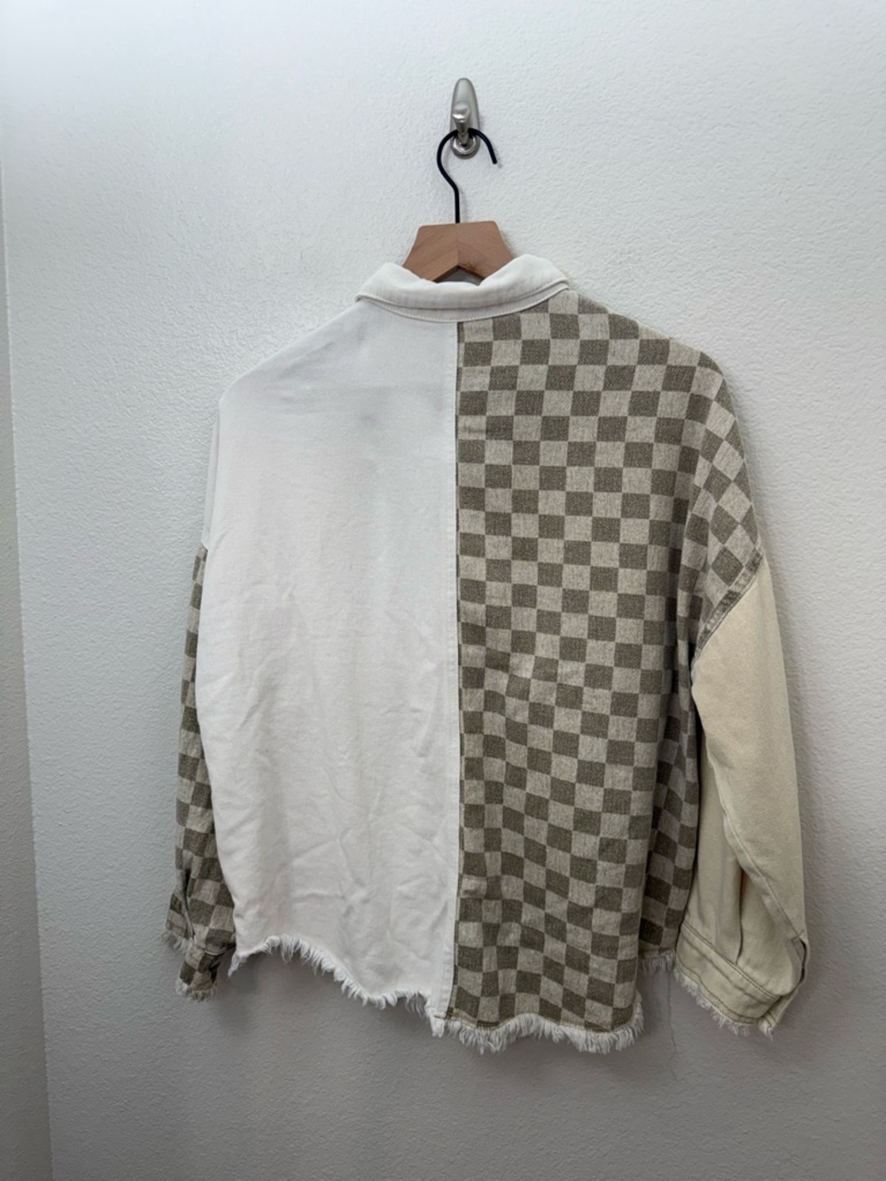 Denim Mix And Match Button Up Jacket Checkered Medium - Picture 3 of 7